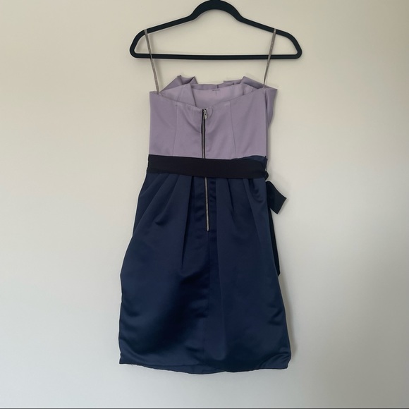 Purple & Blue Satin Babydoll Dress - Picture 3 of 4